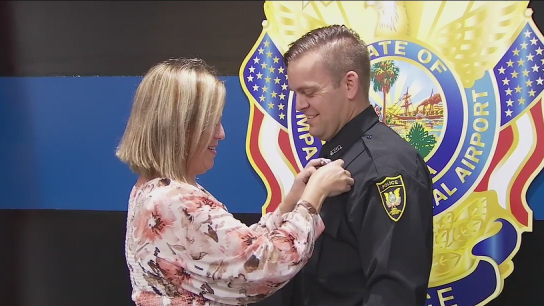 Son of fall Tarpon Springs officer sworn-in as member of TPA police department